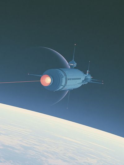 Retro Spacecraft Orbit Poster.