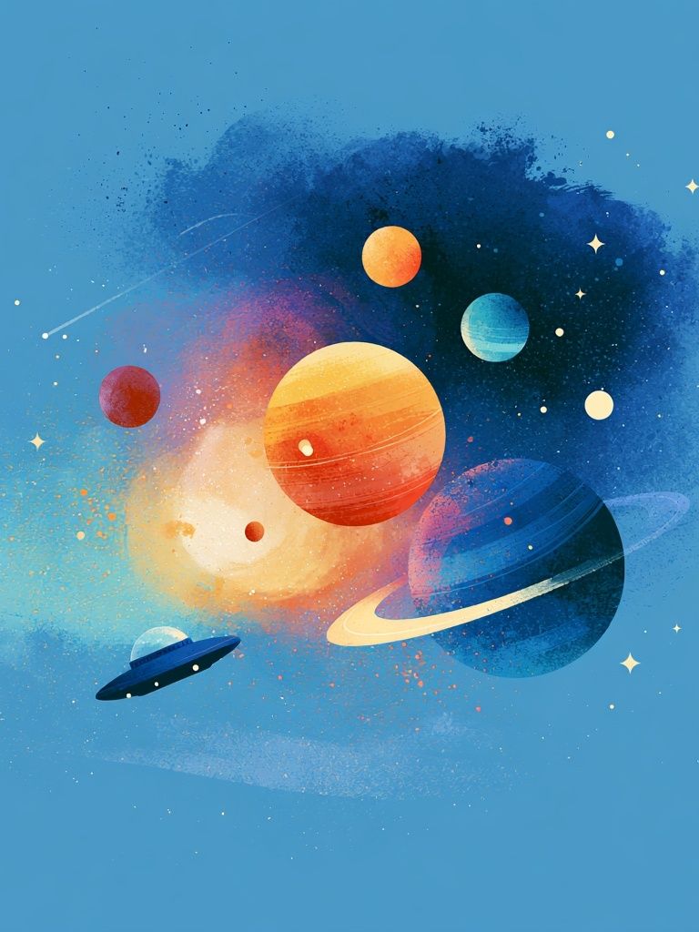 Colorful Solar System Illustration Poster. poster detail