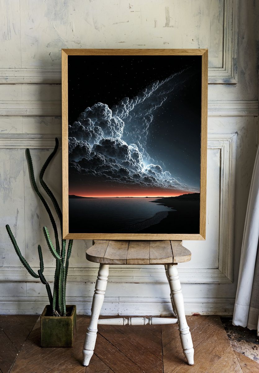 Cosmic Cloudscape Night Sky Print. — room view 1