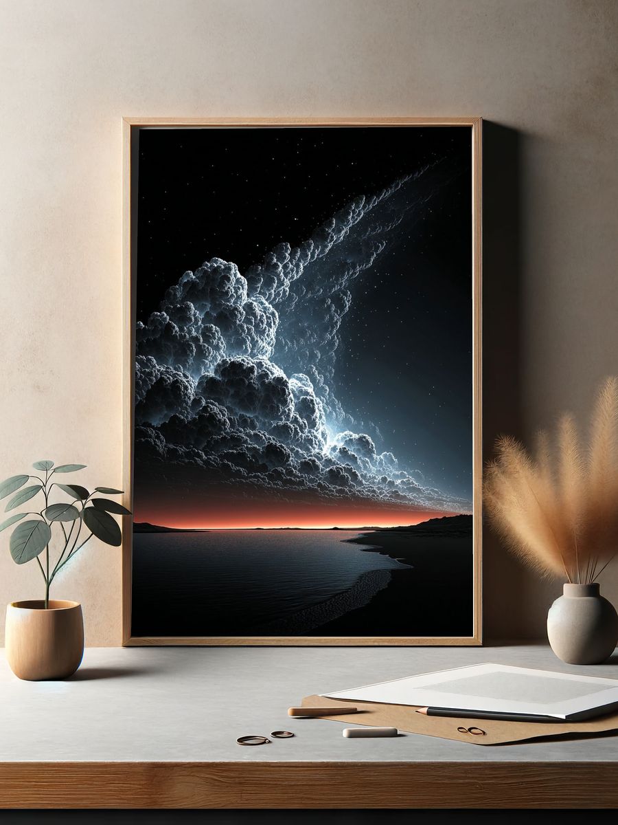 Cosmic Cloudscape Night Sky Print. — room view 2