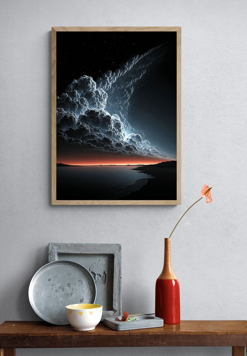 Cosmic Cloudscape Night Sky Print. — room view 3
