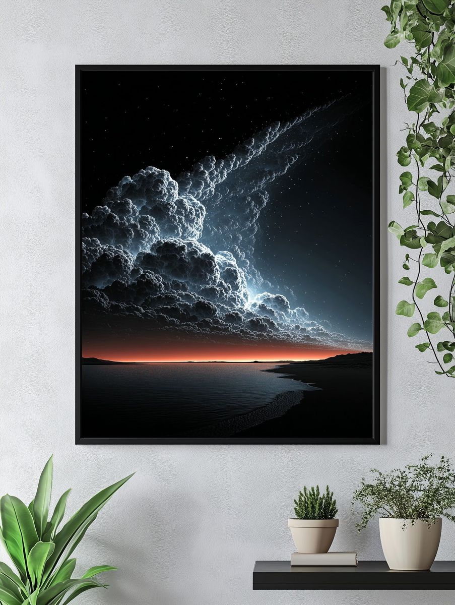 Cosmic Cloudscape Night Sky Print. — room view 4