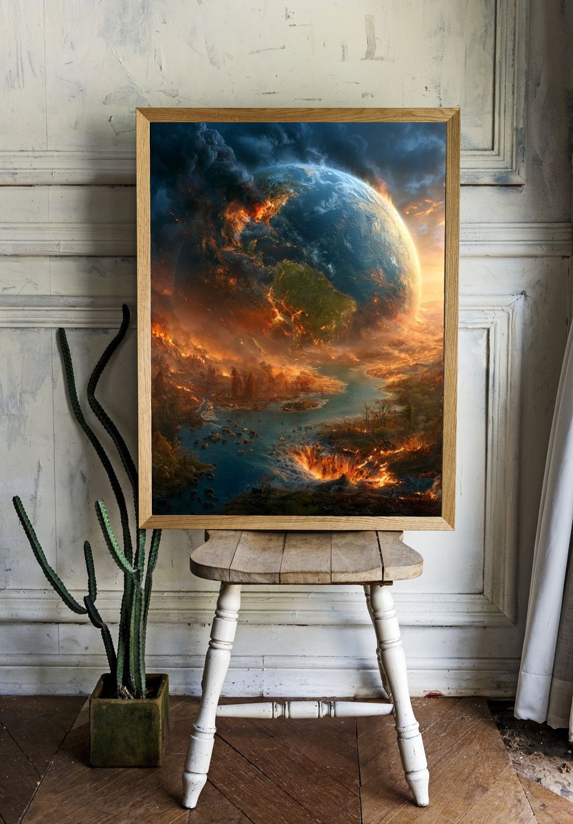 Burning Earth Apocalypse Print. room preview
