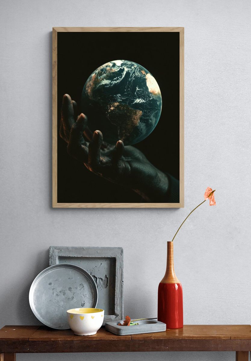 Earth in Hand Space Print. — room view 3