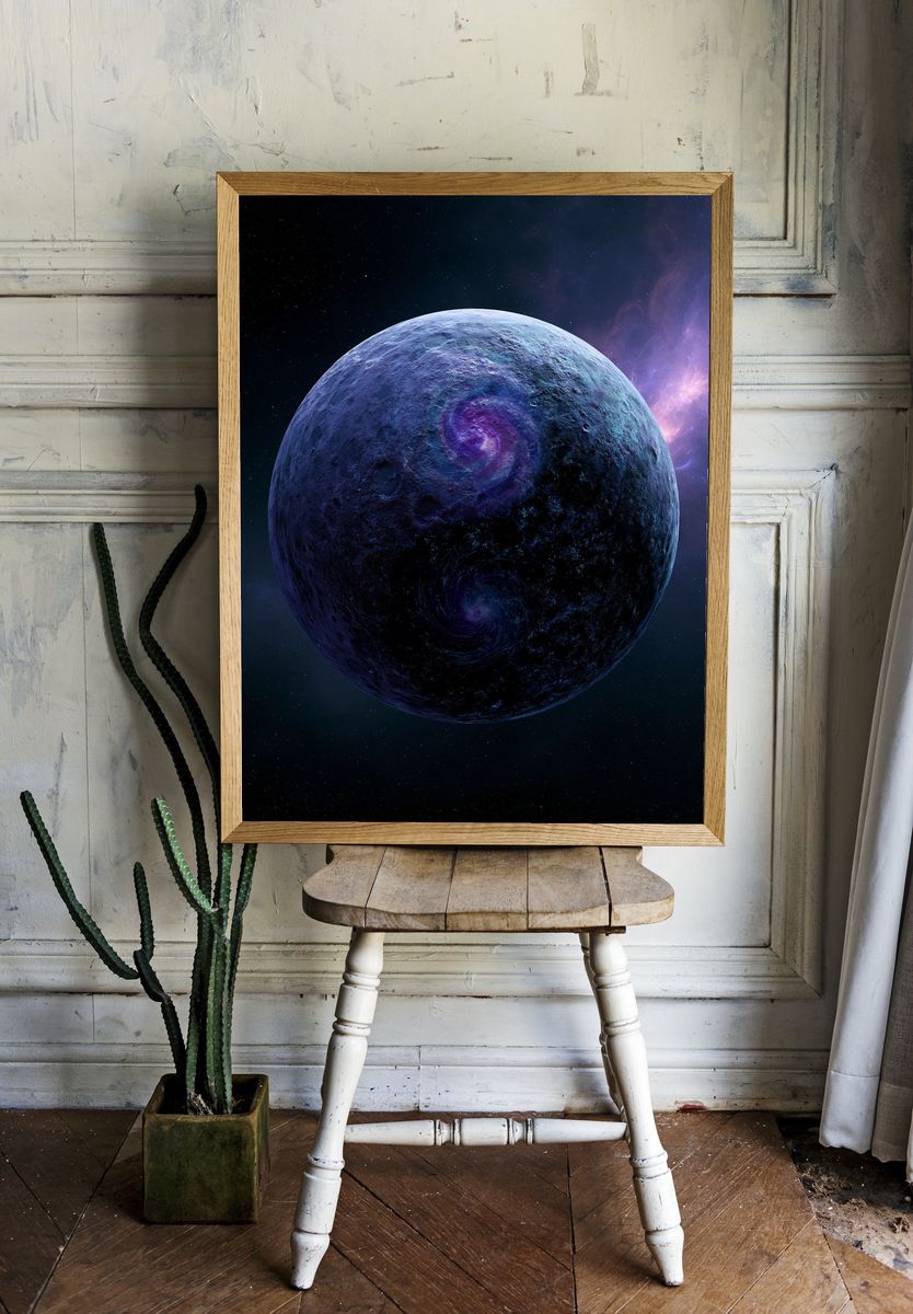 Cosmic Planet Space Print. room preview