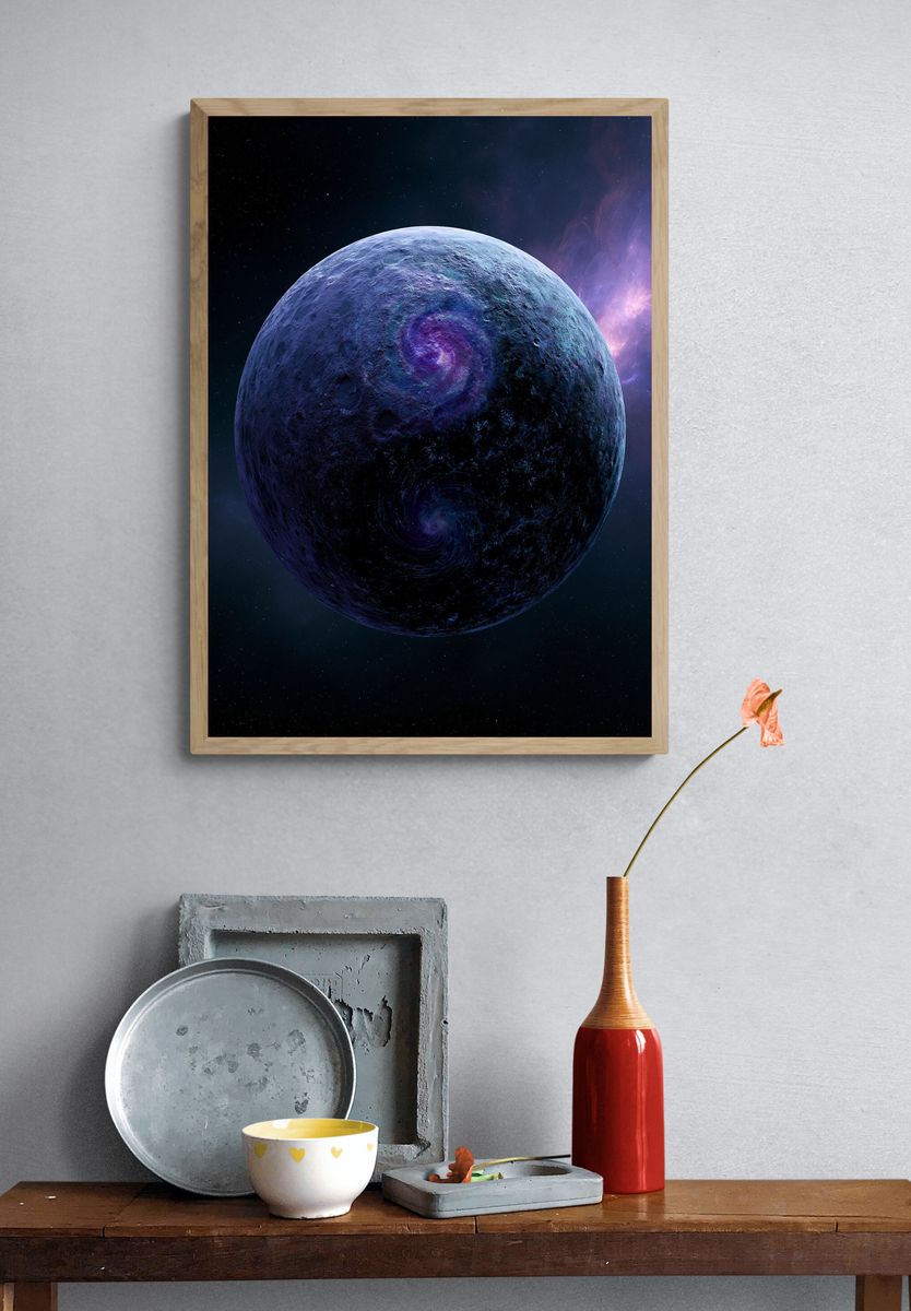 Cosmic Planet Space Print. — room view 3