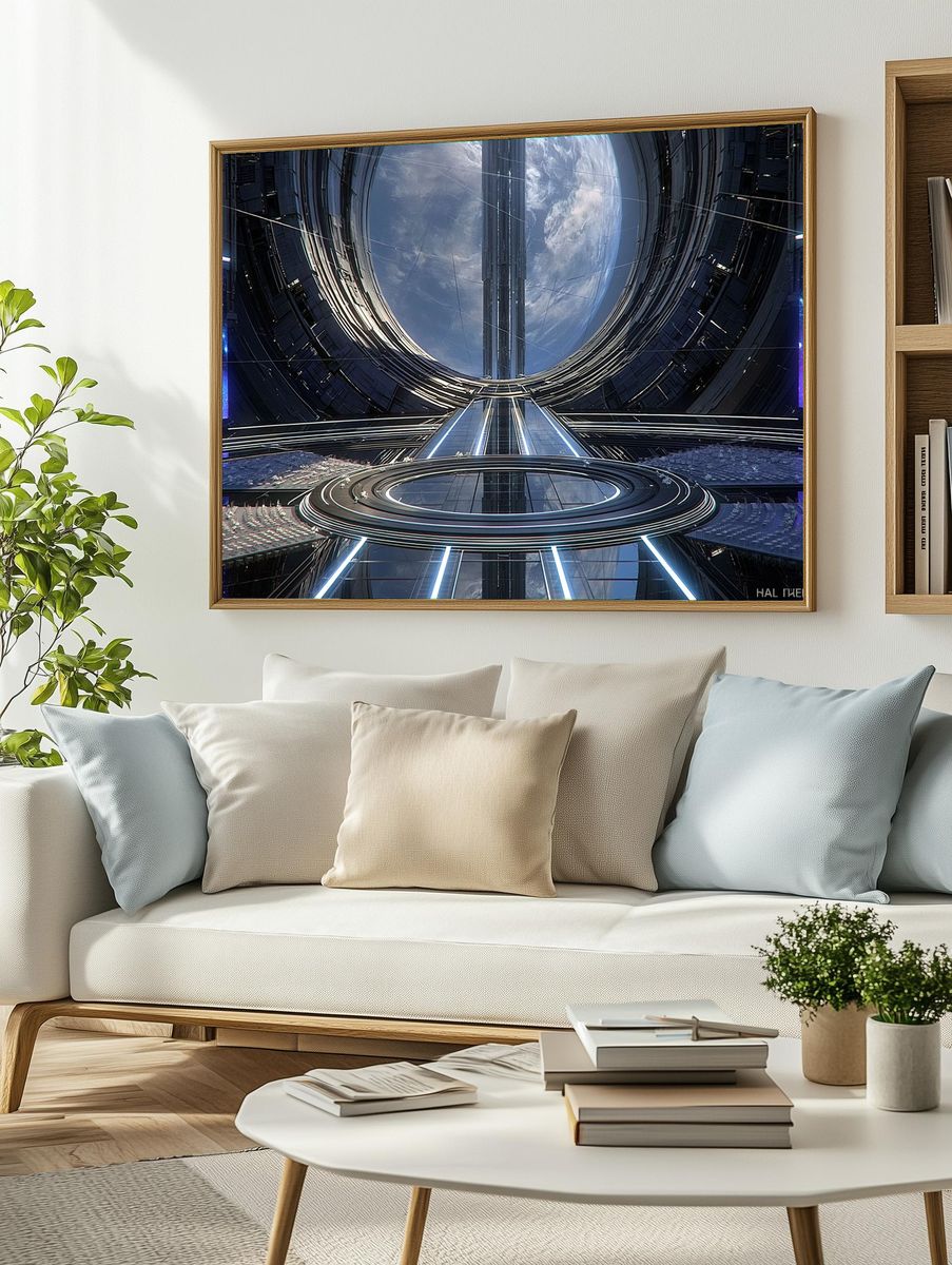 Futuristic Space Station Poster. — room view 2