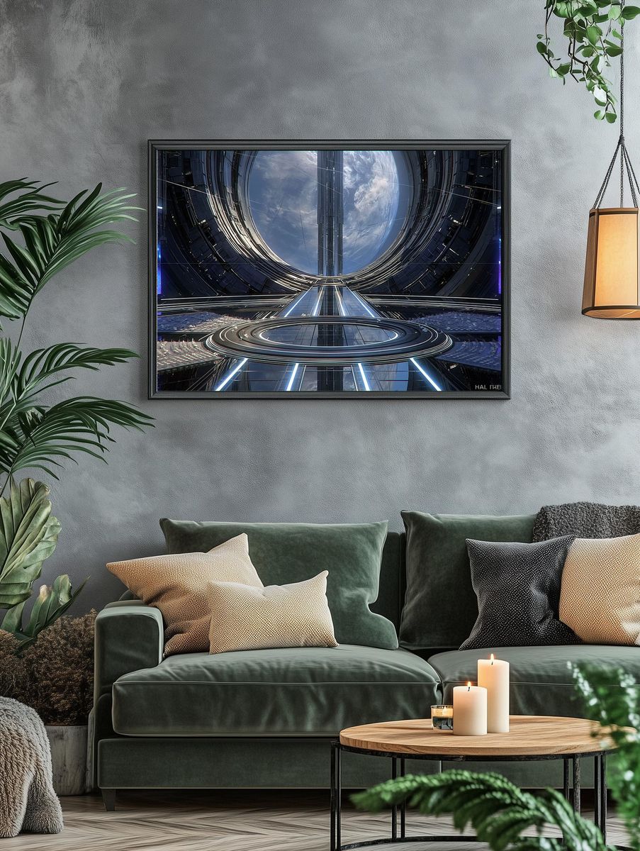 Futuristic Space Station Poster. — room view 4