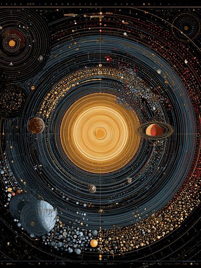 Solar System Orbit Illustration Poster.