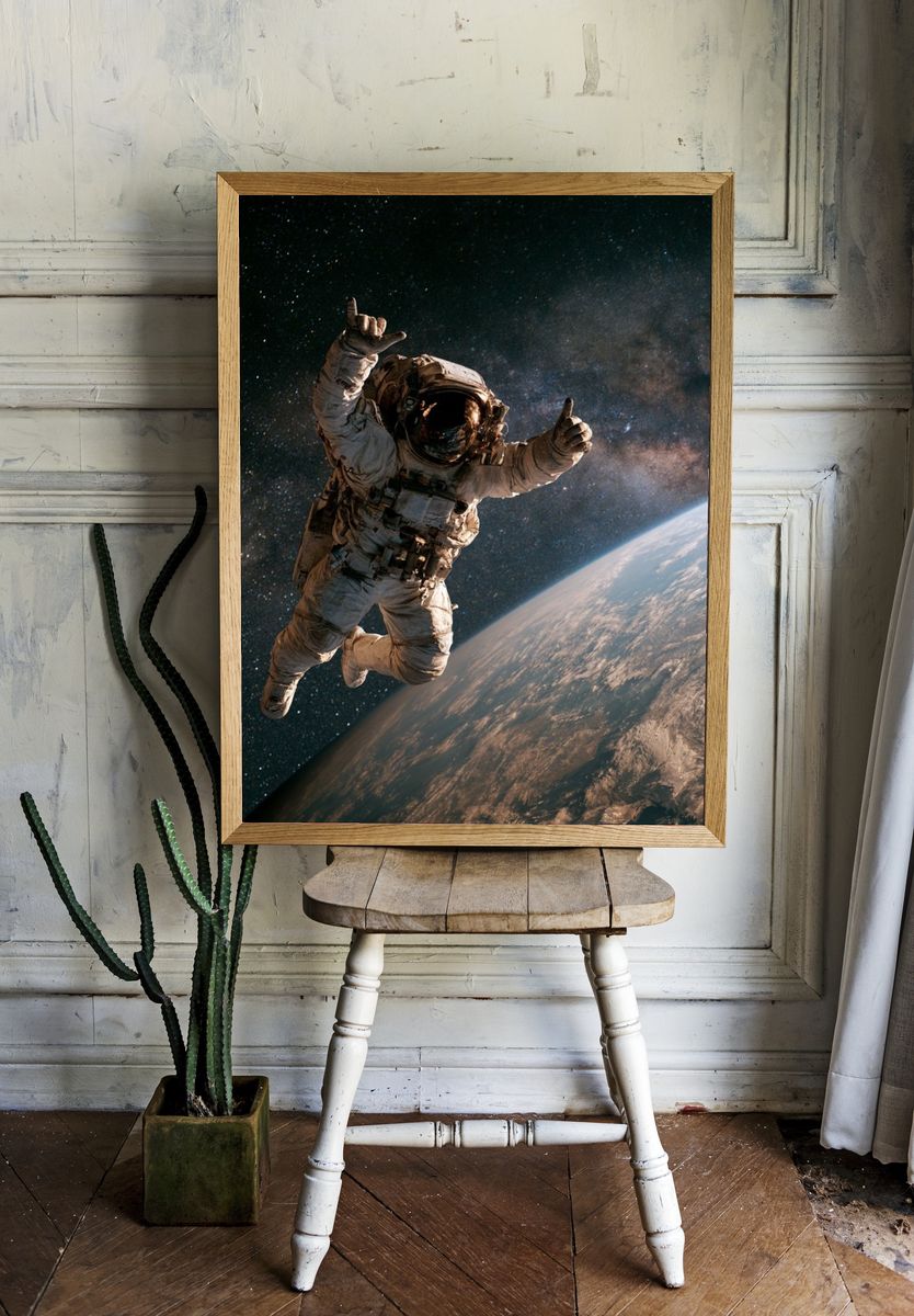 Astronaut in Orbit Space Poster. room preview