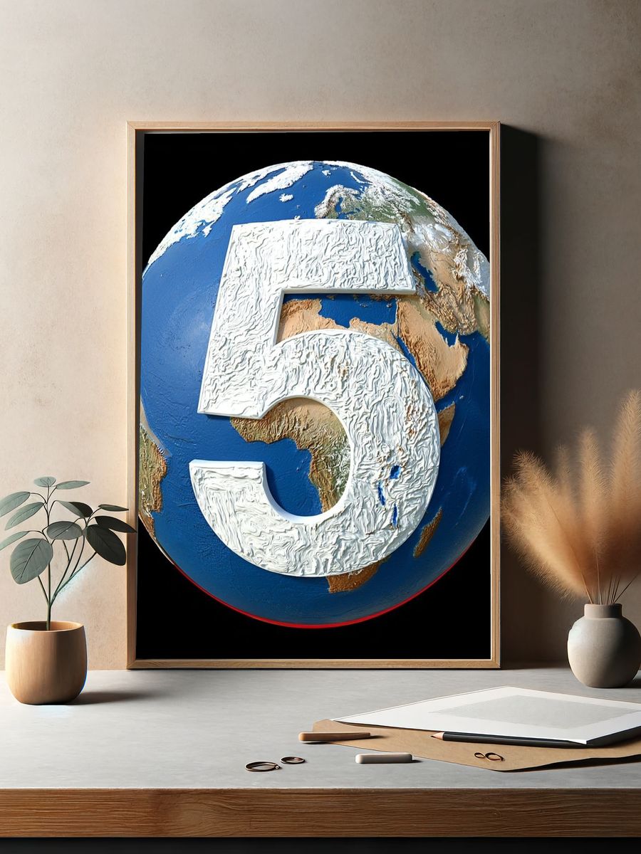 Earth Number 5 Illustration Poster. — room view 2