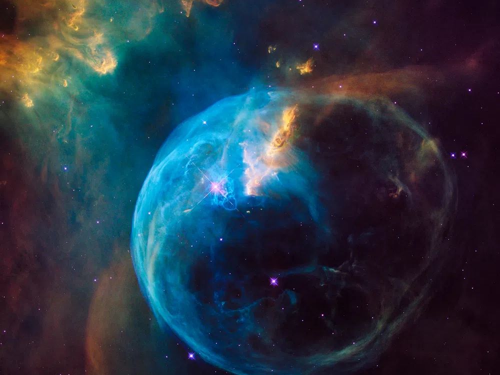 Hubble image Bubble Nebula, NGC. poster — space art