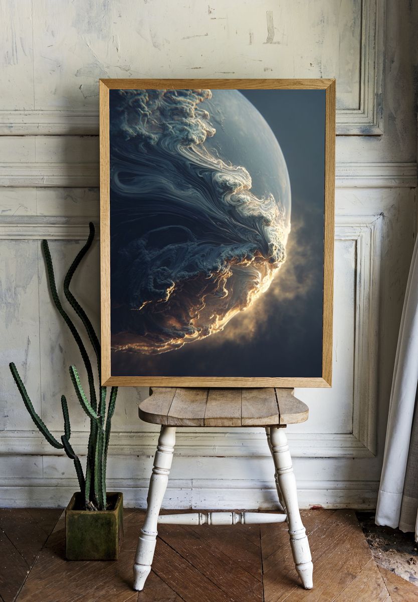Cloud Planet Space Print. room preview