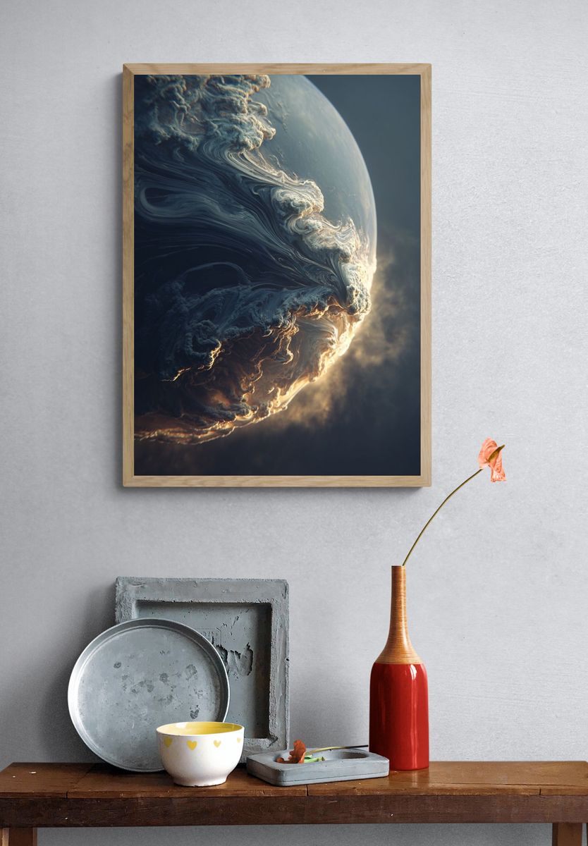 Cloud Planet Space Print. — room view 3