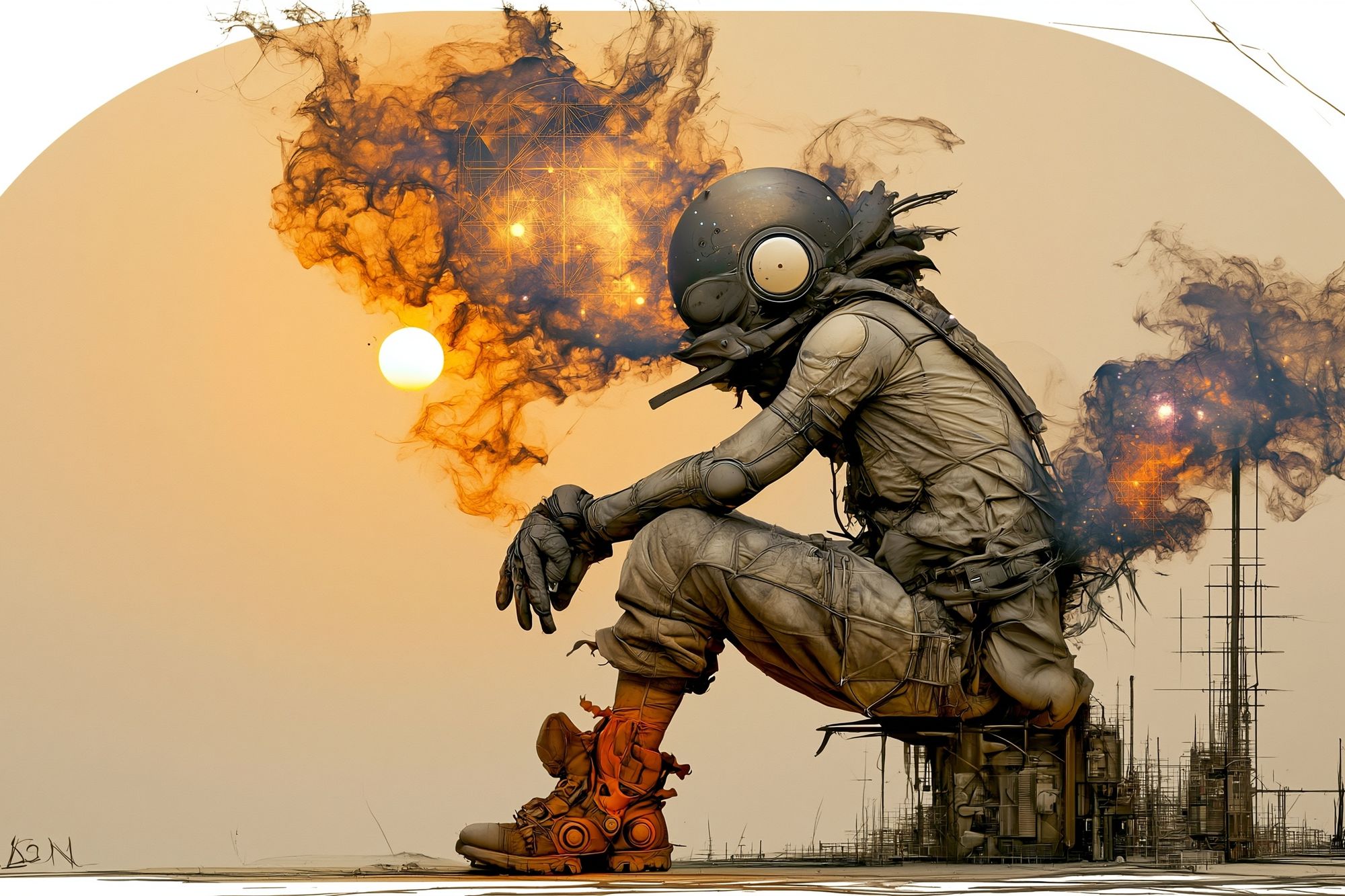 Futuristic Astronaut Silhouette Print. poster detail