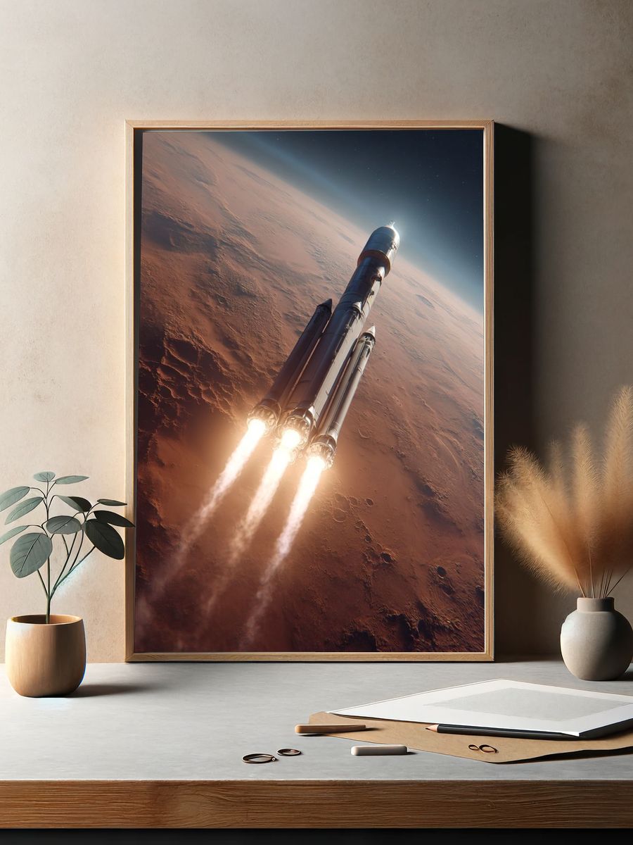 Mars Rocket Launch Space Print. — room view 2