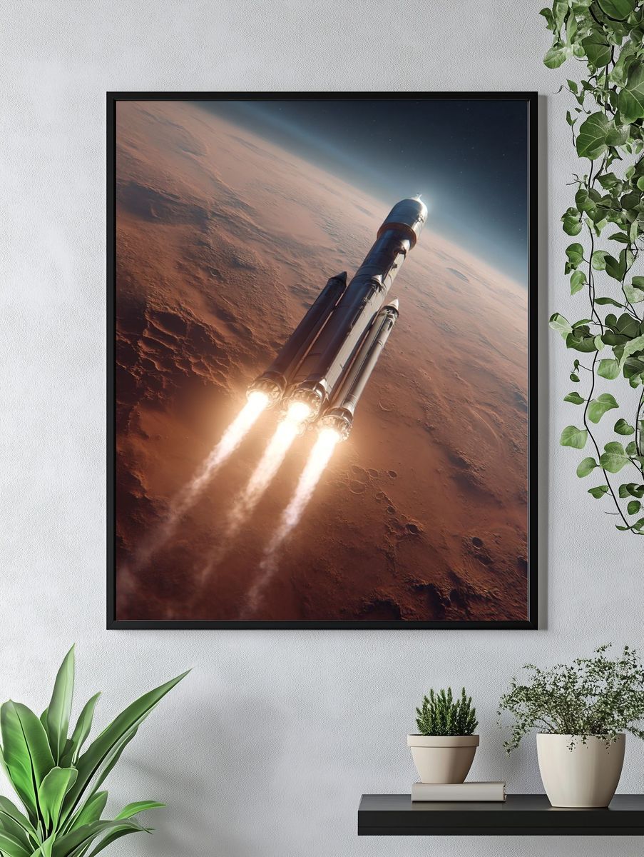 Mars Rocket Launch Space Print. — room view 4