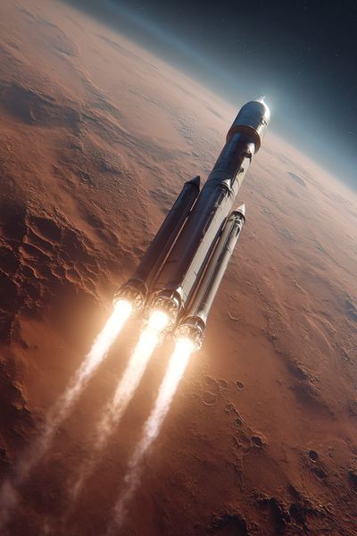 Mars Rocket Launch Space Print. poster