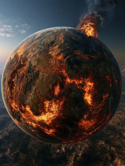 Burning Planet Space Poster.