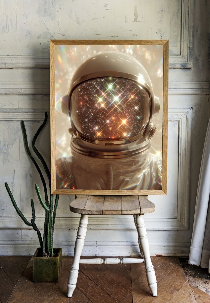 Cosmic Astronaut Portrait Print room preview