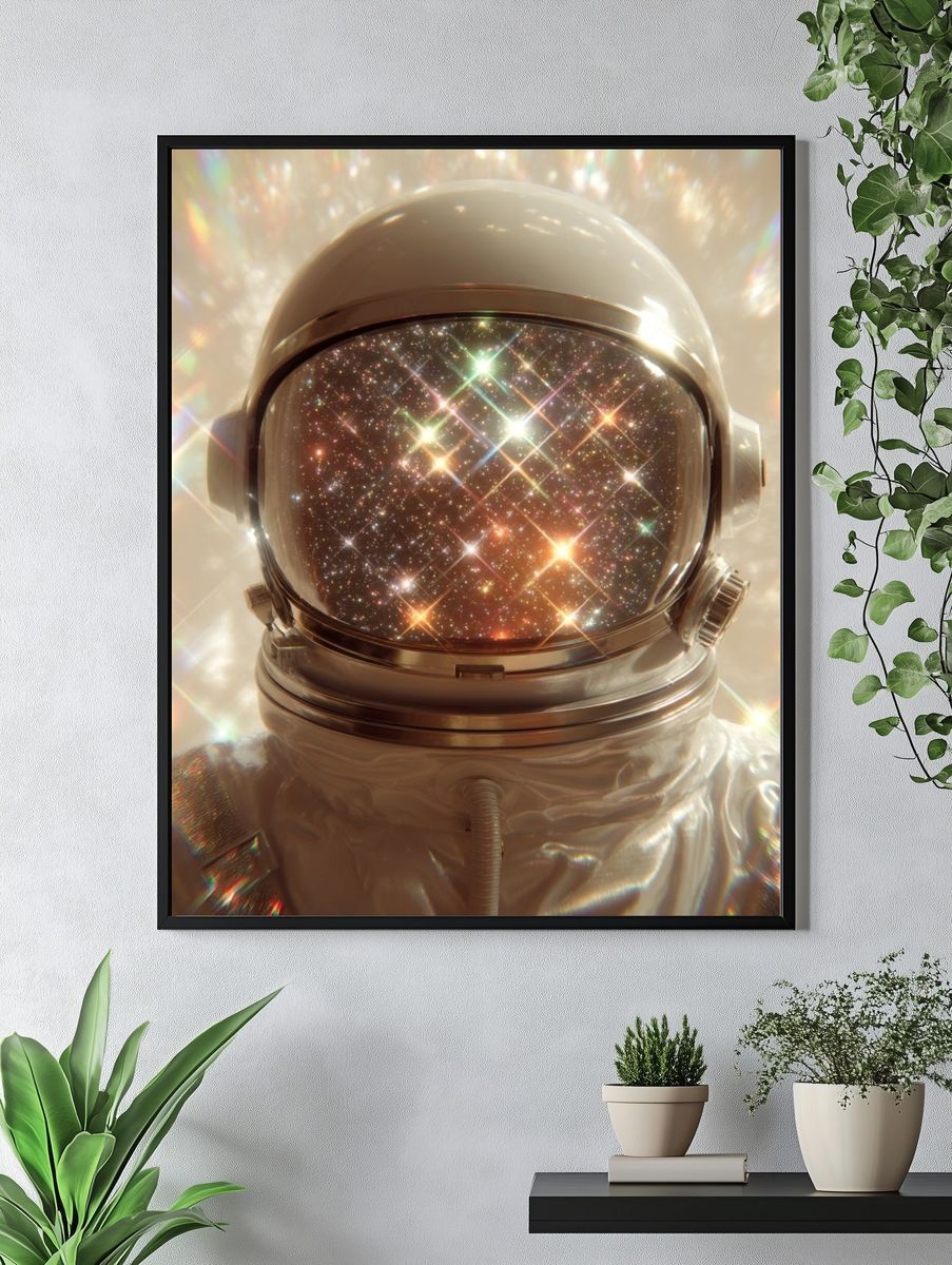 Cosmic Astronaut Portrait Print. — room view 4