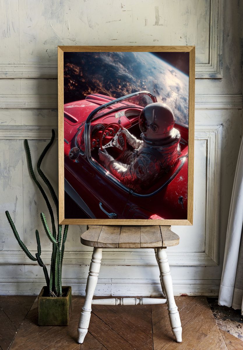 Astronaut Roadster in Orbit Print room preview