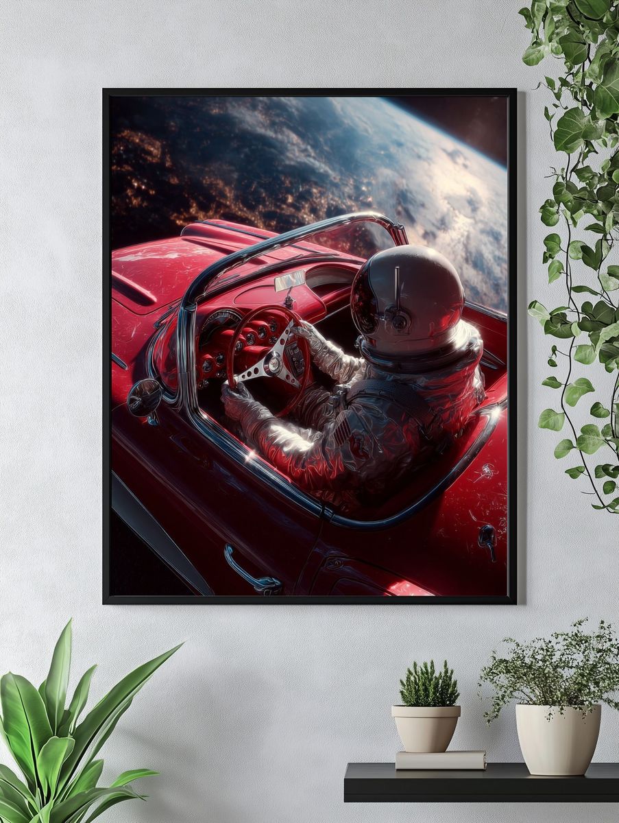 Astronaut Roadster in Orbit Print. — room view 4