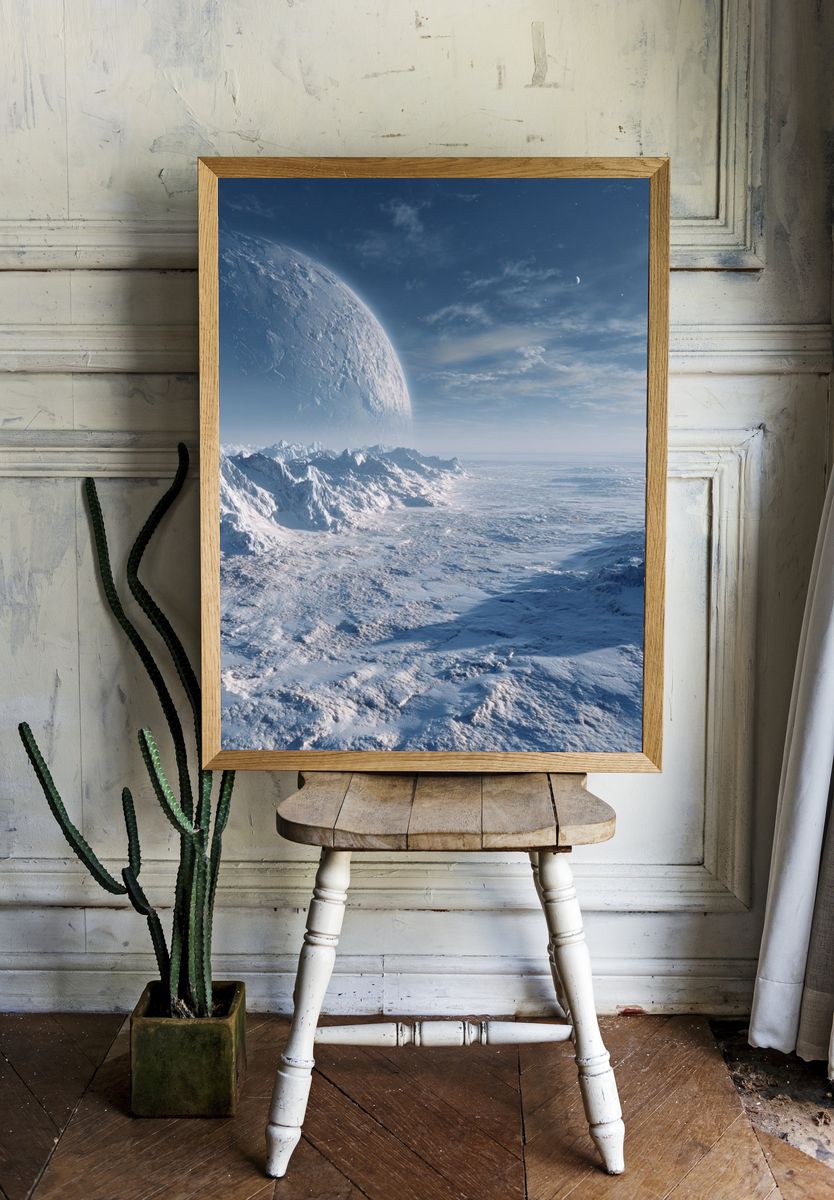 Frozen Alien Horizon Space Print. room preview