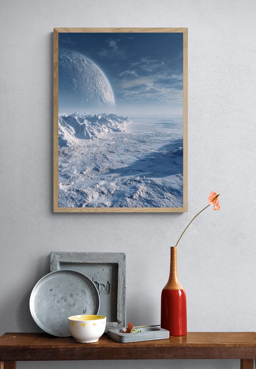 Frozen Alien Horizon Space Print. — room view 3