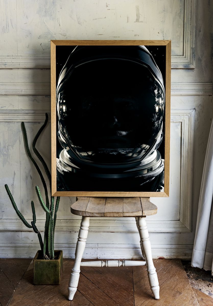 Astronaut Helmet Portrait Print. — room view 1