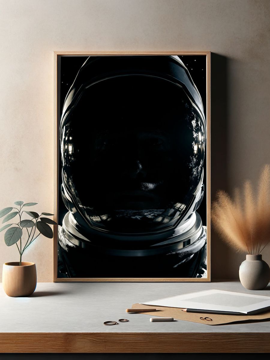 Astronaut Helmet Portrait Print. — room view 2