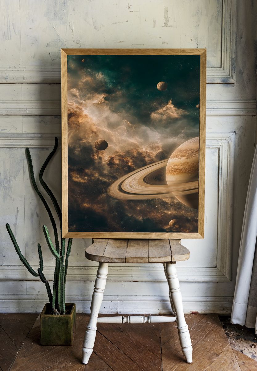 Saturn Nebula Space Print. room preview
