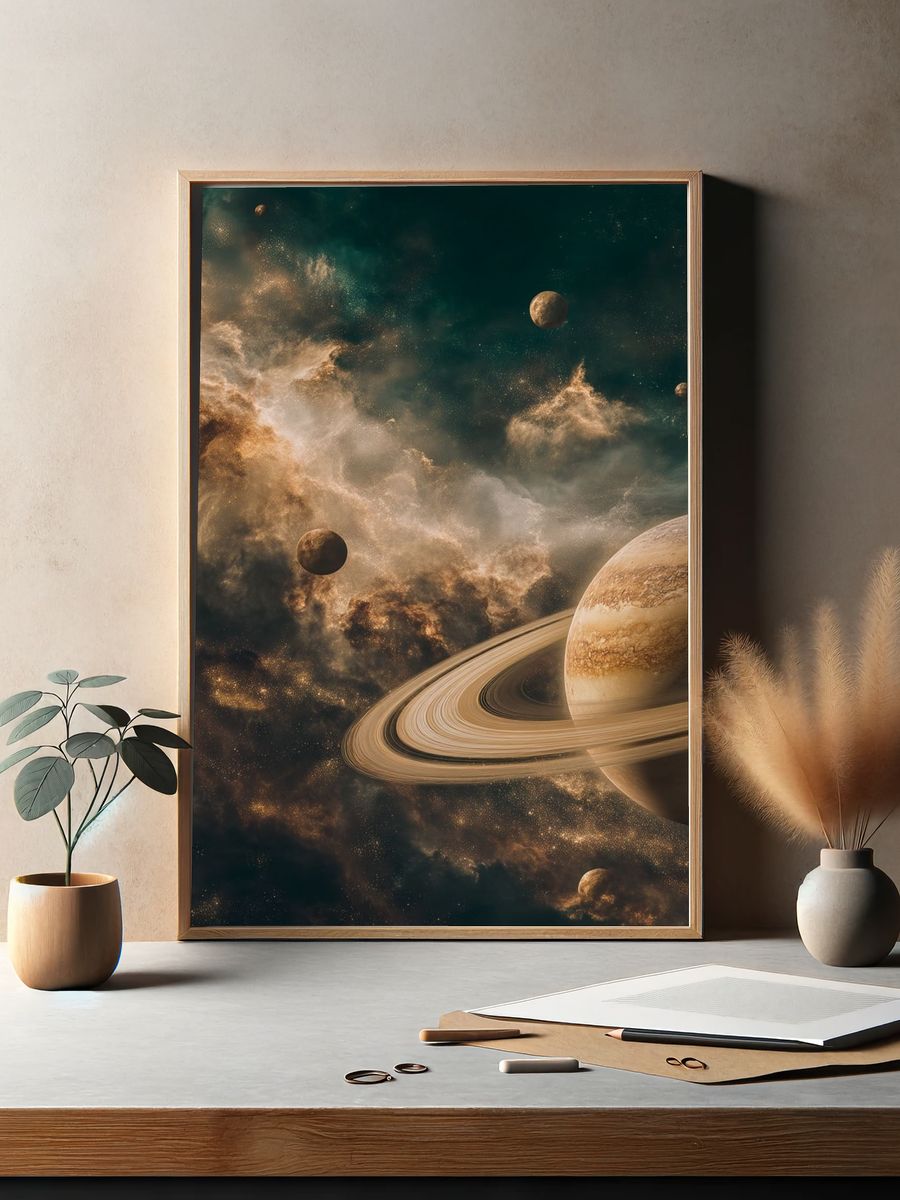 Saturn Nebula Space Print. — room view 2