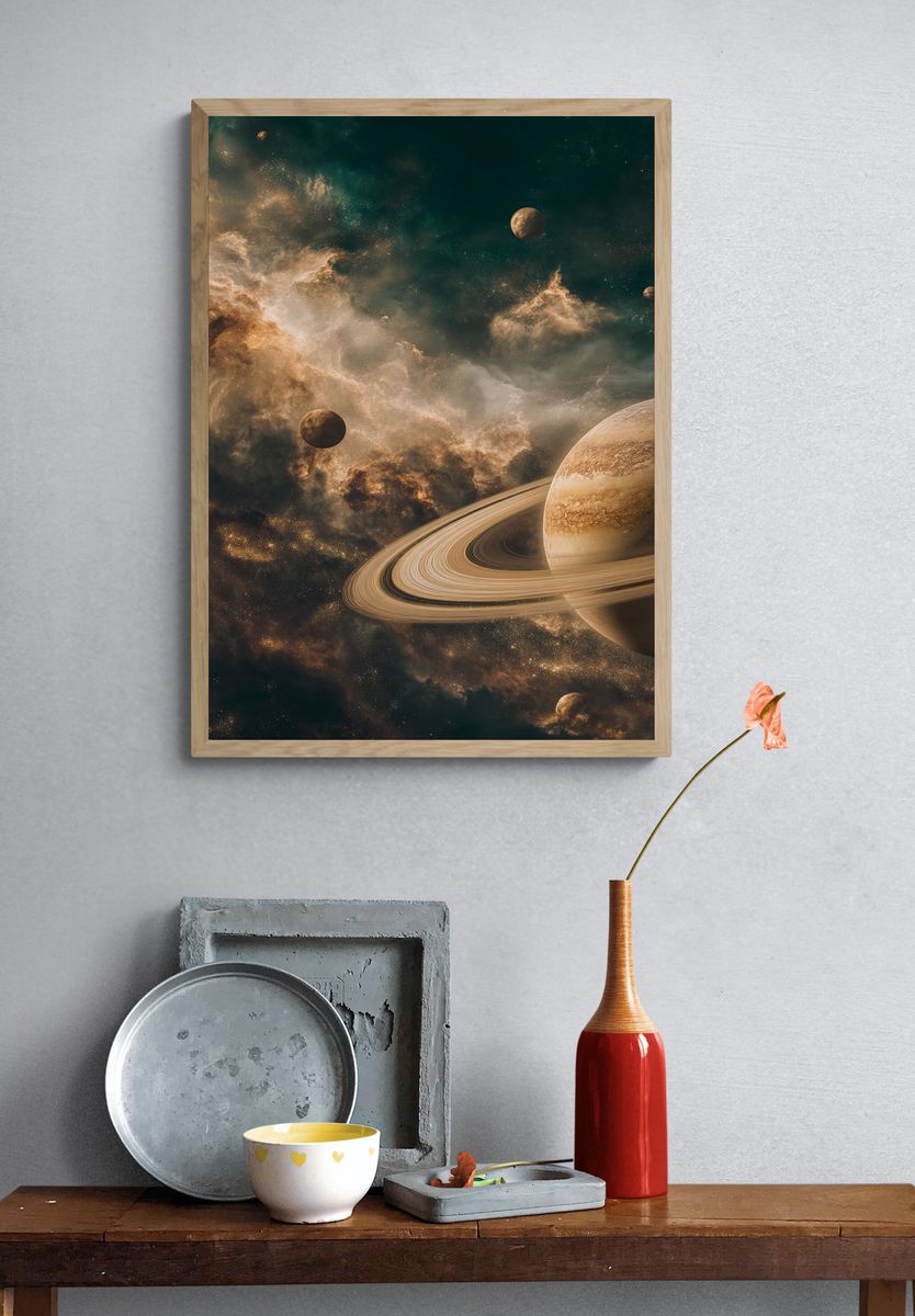 Saturn Nebula Space Print. — room view 3