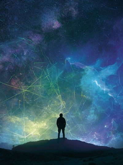 Cosmic Silhouette Digital Art Poster. poster