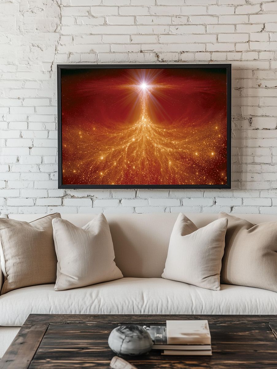 Celestial Light Burst Space Poster. room preview