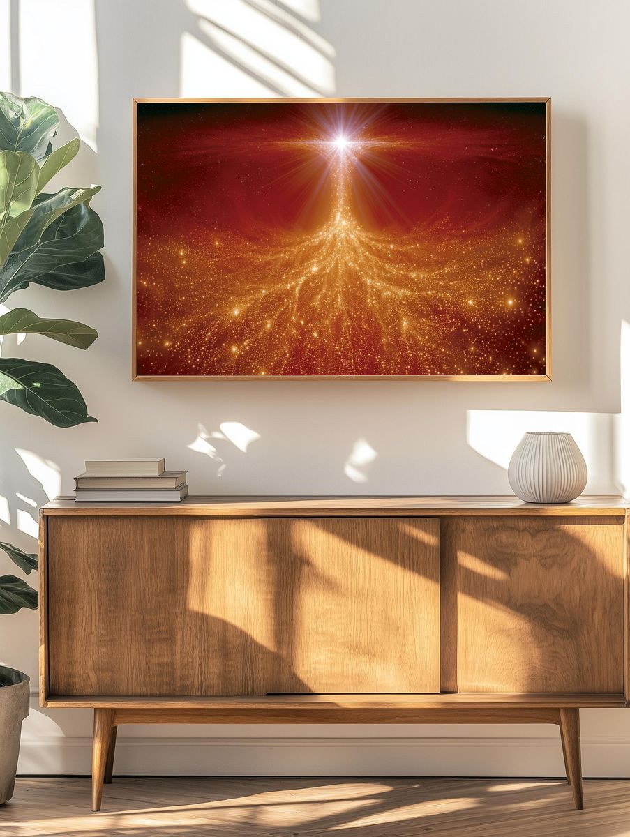 Celestial Light Burst Space Poster. — room view 3
