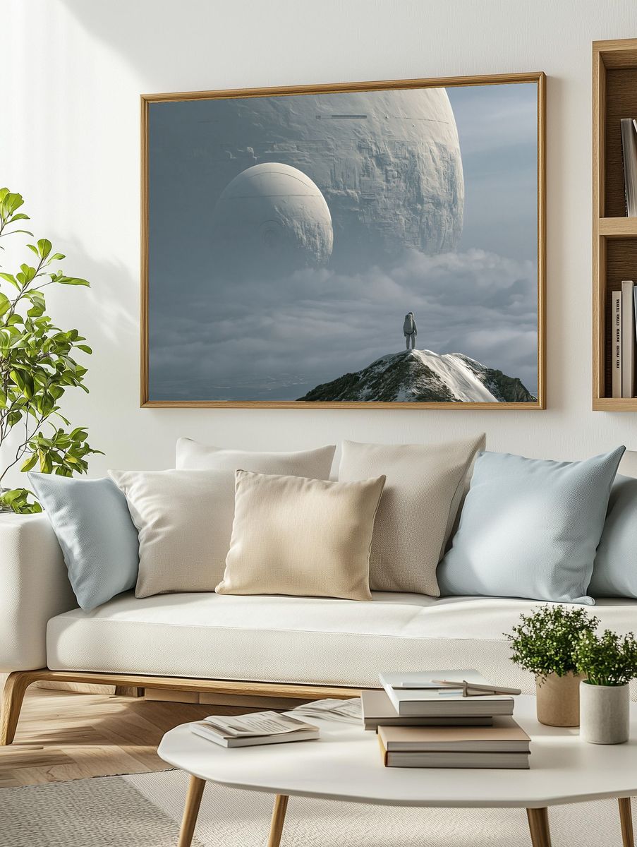 Astronaut and Moon Base Sci-Fi Print. — room view 2