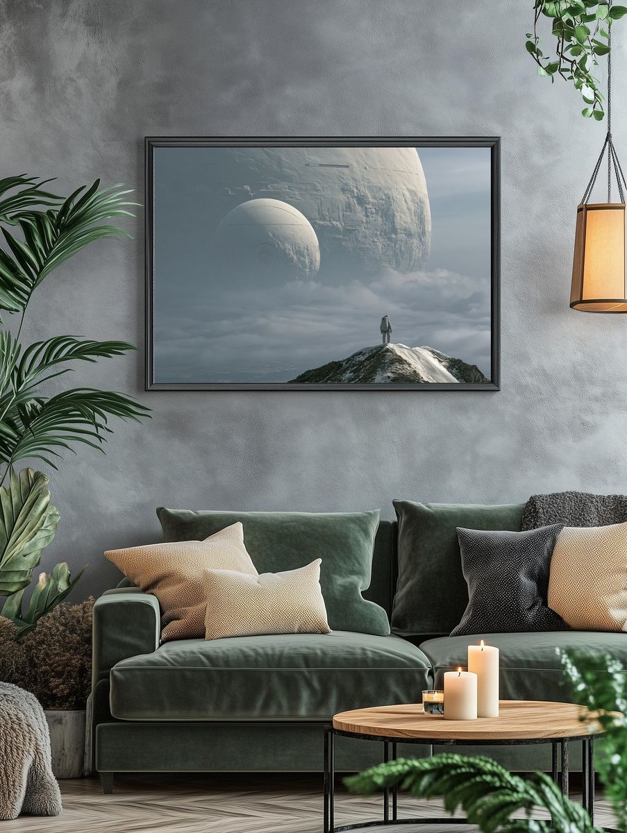 Astronaut and Moon Base Sci-Fi Print. — room view 4