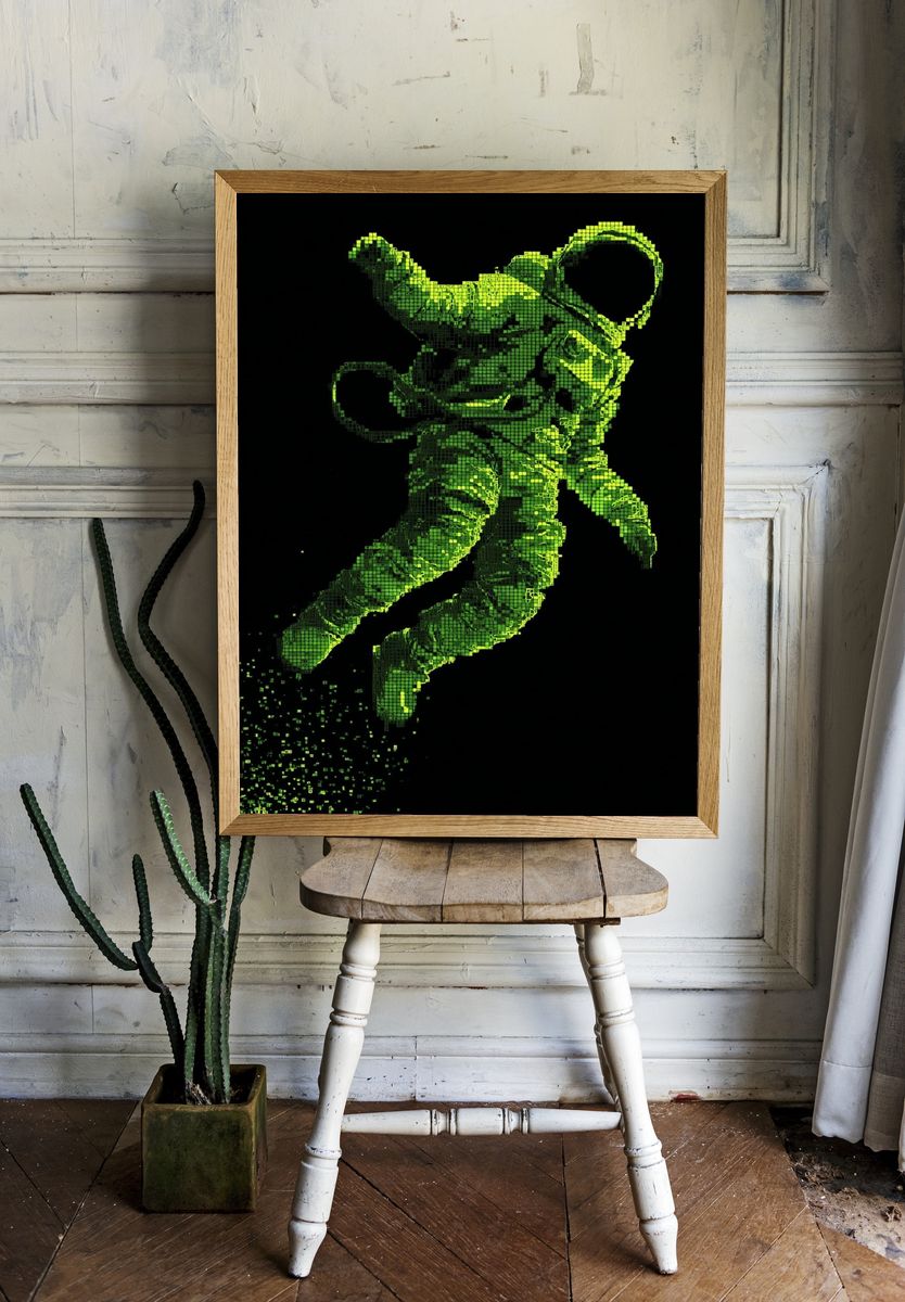 Pixel Astronaut Digital Art Poster. room preview