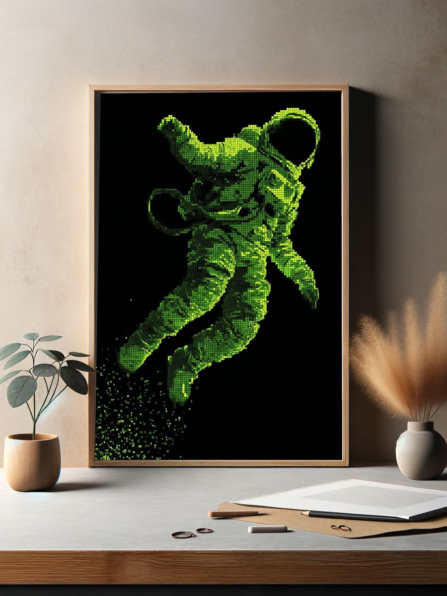 Pixel Astronaut Digital Art Poster. — room view 2