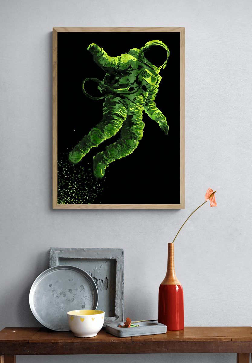 Pixel Astronaut Digital Art Poster. — room view 3
