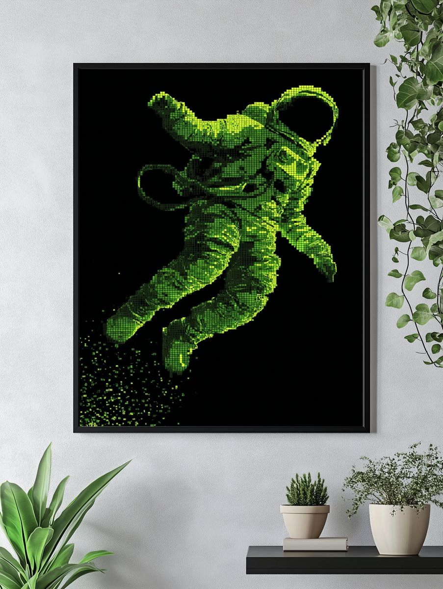Pixel Astronaut Digital Art Poster. — room view 4
