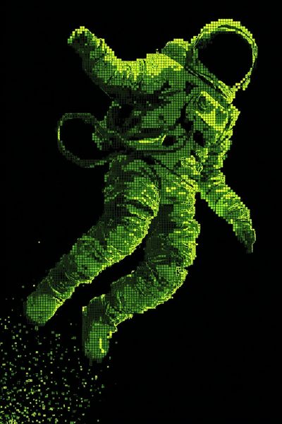 Pixel Astronaut Digital Art Poster.