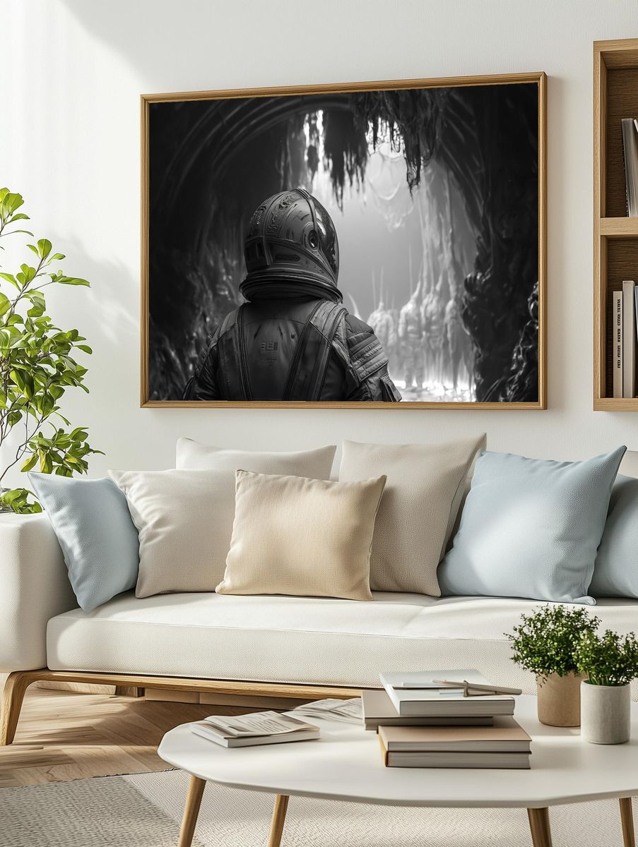 Astronaut Cave Scene Sci-Fi Poster. — room view 2