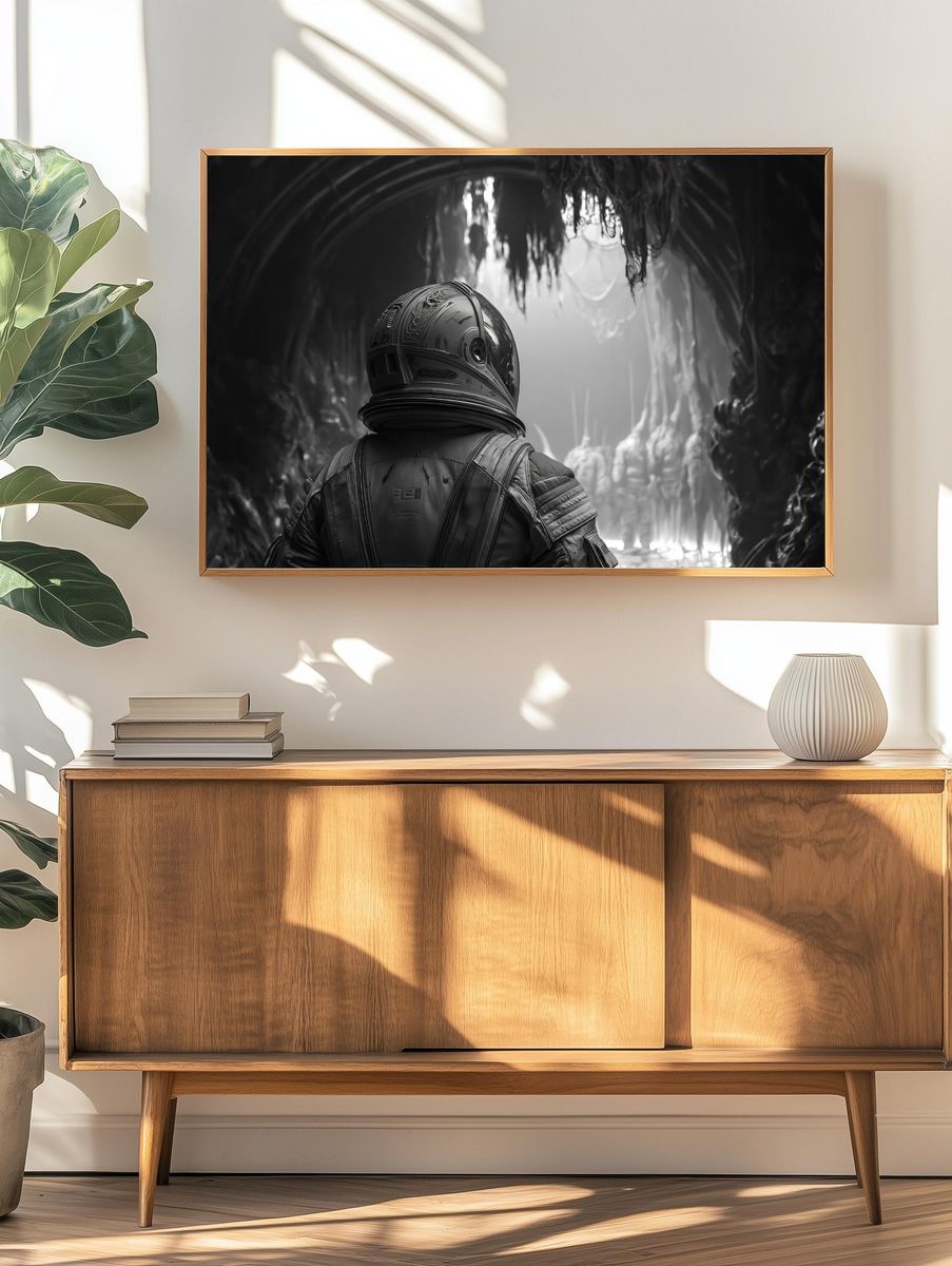 Astronaut Cave Scene Sci-Fi Poster. — room view 3
