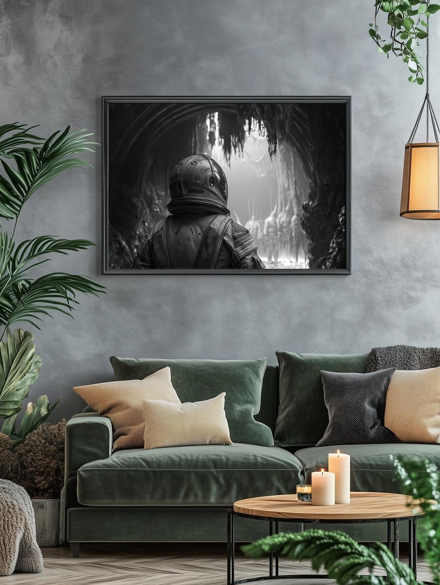 Astronaut Cave Scene Sci-Fi Poster. — room view 4