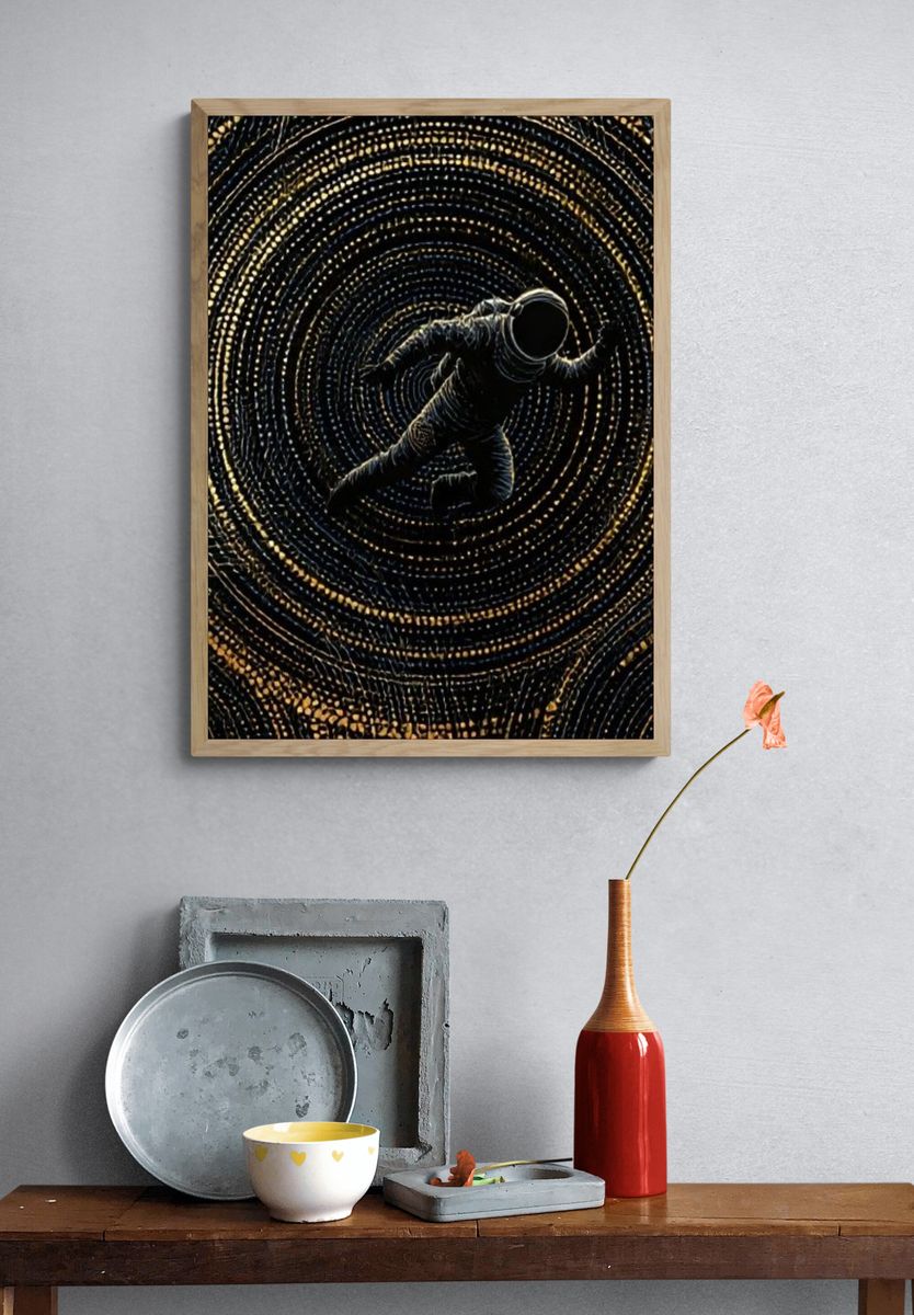 Astronaut Spiral Space Poster. — room view 3