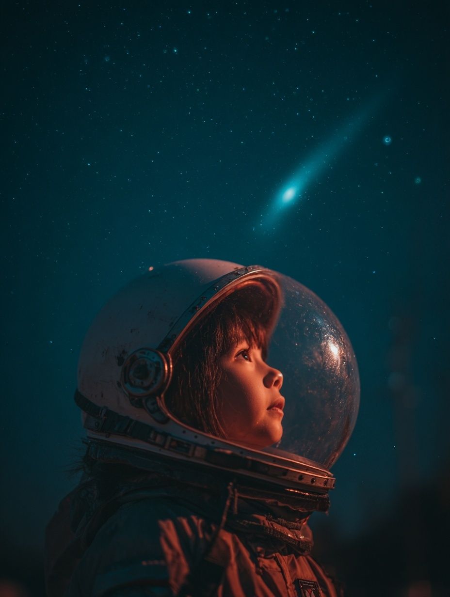 Astronaut Child in Starlight Poster. poster detail