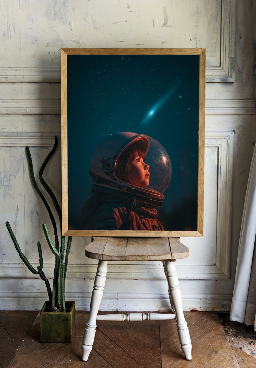Astronaut Child in Starlight Poster. room preview